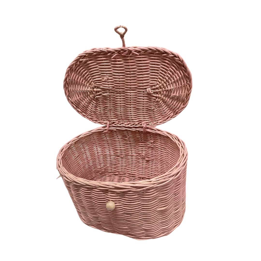 Stitches and Tweed - Pink Rattan Basket
