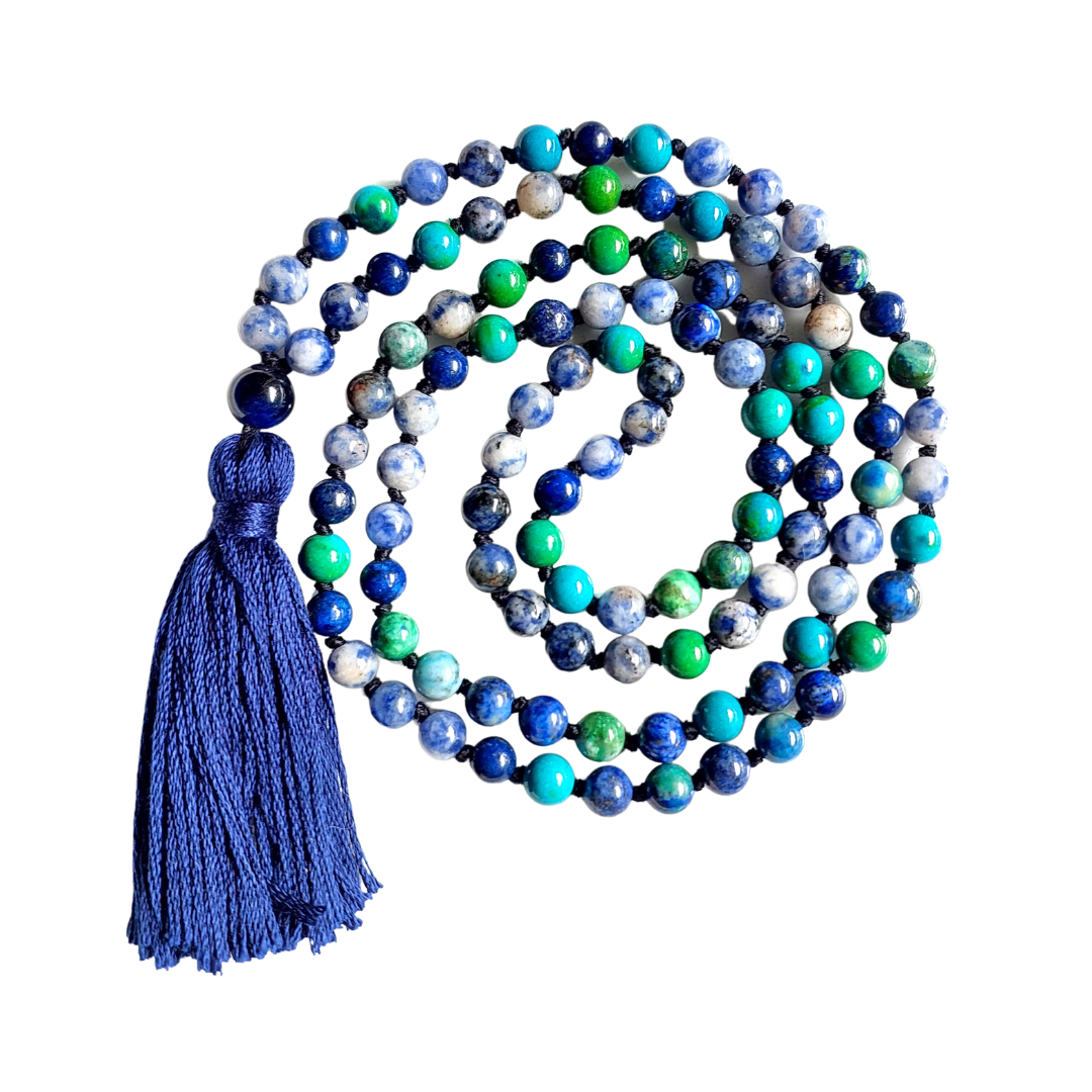 SparrowLarkBeads - Mala necklace 108 beads, varied designs, 6mm bead size
