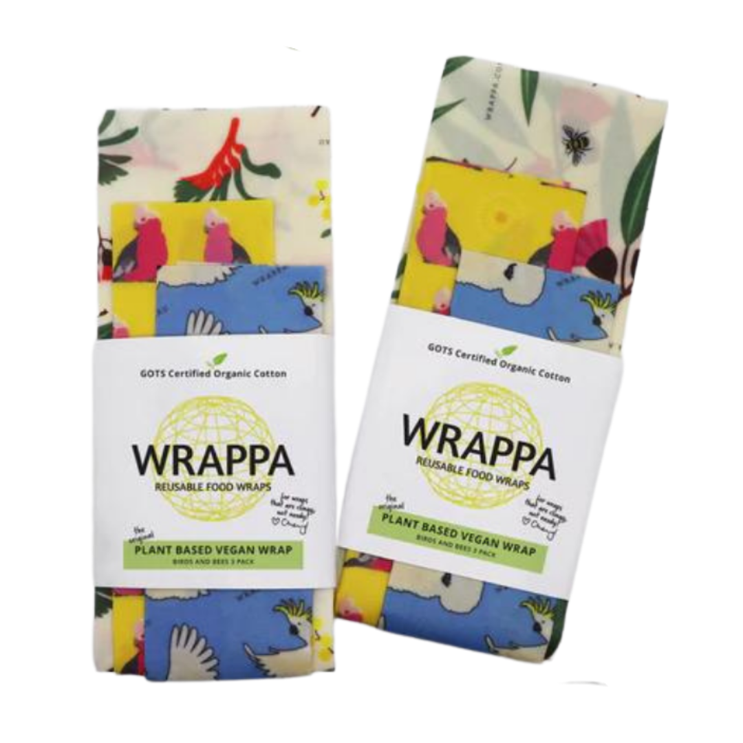 Wrappa Vegan Reusable Food Wraps - Birds and Bees 3 Pack - Everyday Vegan Grocer
