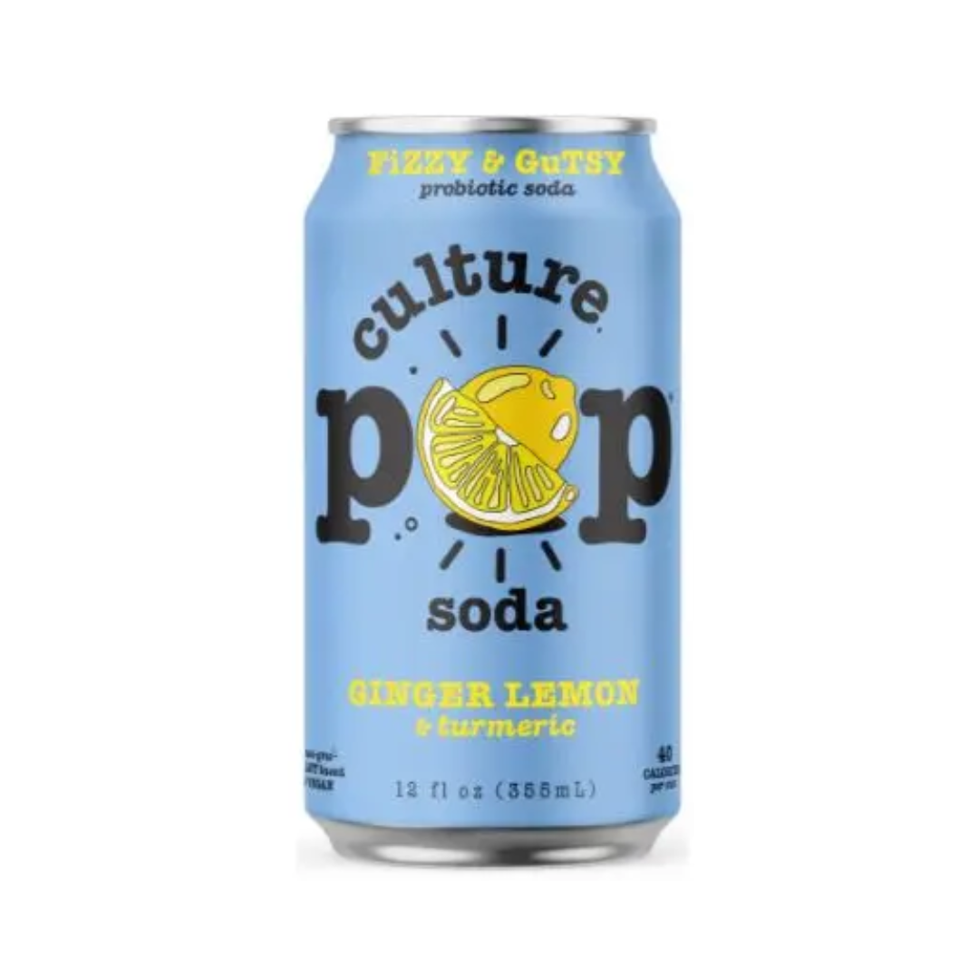 Culture Pop Soda - Probiotic Ginger Lemon Soda, 355ml