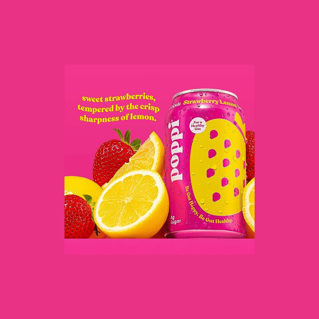 Poppi - Prebiotic Sodas, Strawberry Lemon, 350ml