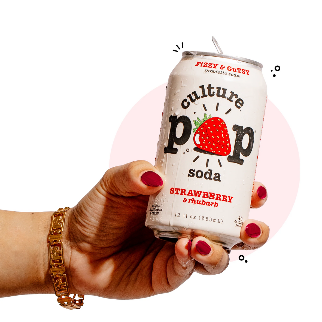 Culture Pop Soda - Probiotic Strawberry Rhubarb Soda, 355ml