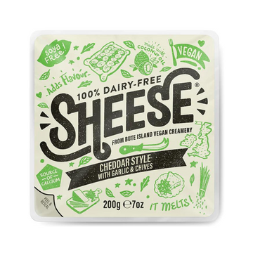 Bute Island Vegan Cheddar Style With Garlic And Chives Block Cheese 200g