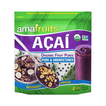 Amafruits - Pure Unsweetened Organic Acai Pulp, 4x100g