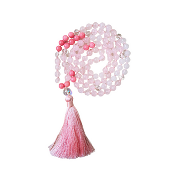 SparrowLarkBeads - Mala Necklace 108 beads with  Austrian crystals, 8mm bead size