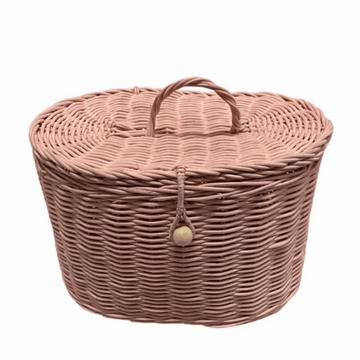 Stitches and Tweed - Pink Rattan Basket