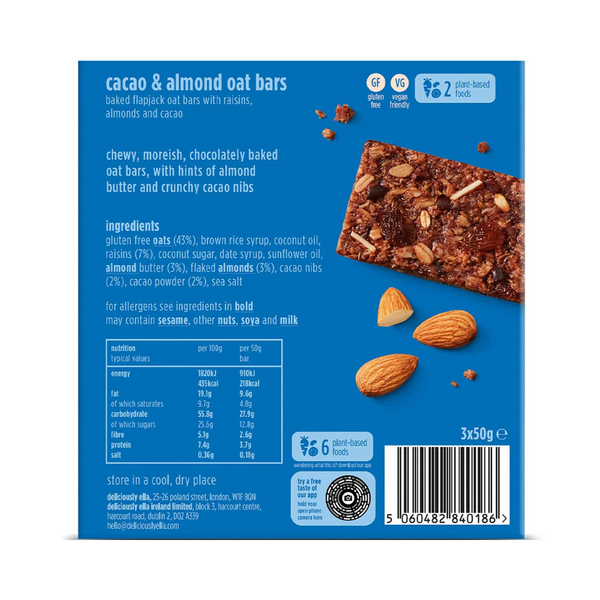 Deliciously Ella - Cacao And Almond Oat Bars Multipack (3X50G)