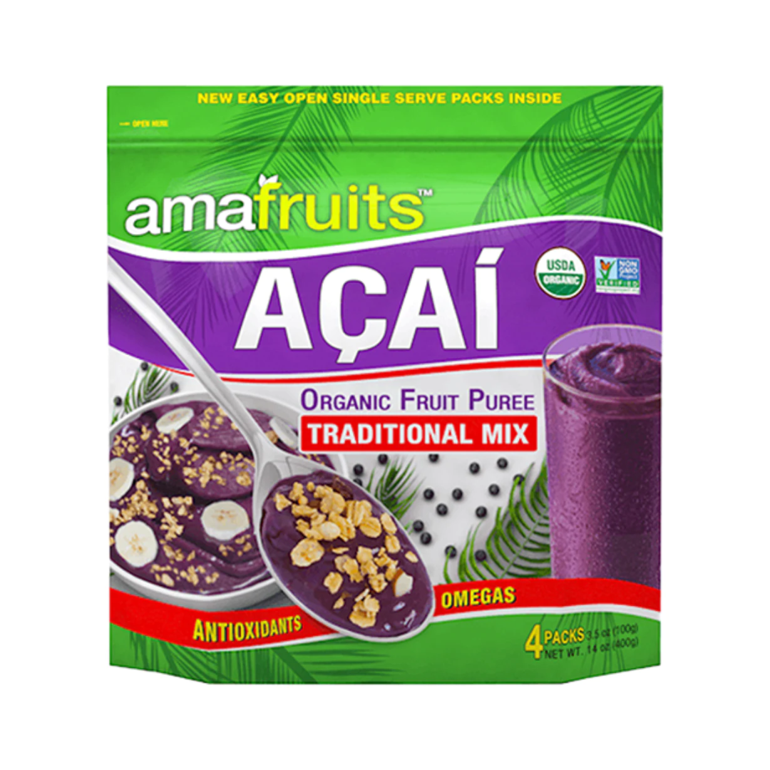 Amafruits - Traditional Sweetened Organic Acai Pulp, 4x100g-1