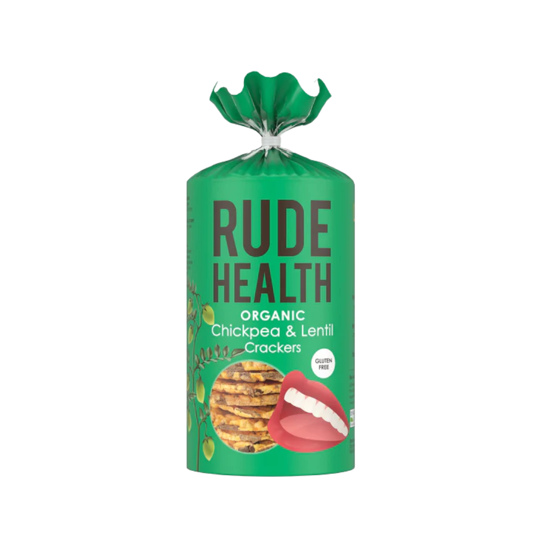 Rude Health - Organic Chickpea and Lentil Crackers, 120g - Everyday Vegan Grocer