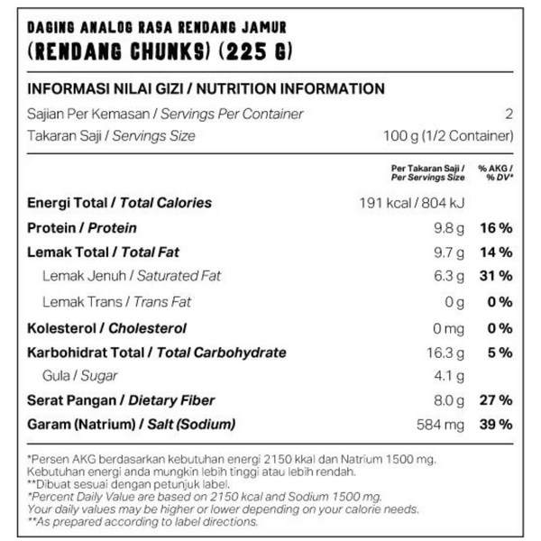 Green Rebel - Plant-Based Beefless Rendang Chunks 225g
