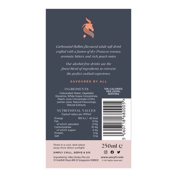 Savyll - Alcohol Free Bellini, 250ml Can - Everyday Vegan Grocer