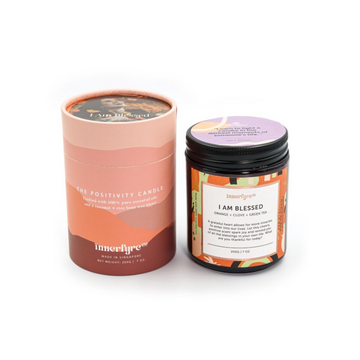 Innerfyre Co - I AM BLESSED Candle: Orange, Clove, Green Tea, 200g