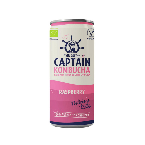 Gutsy Captain Kombucha - Raspberry 250ml Can - Everyday Vegan Grocer