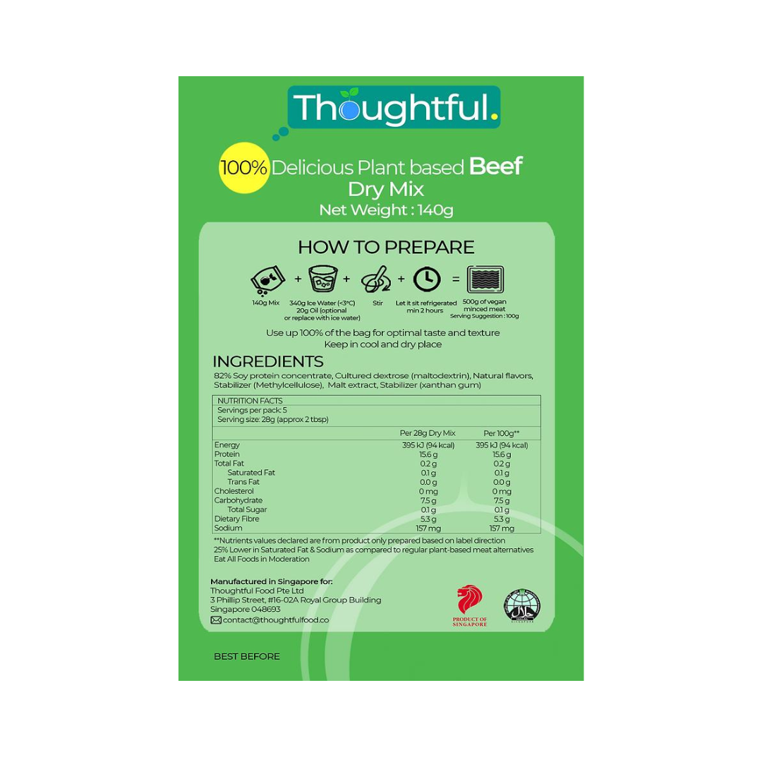 Thoughtful - Plant Based Beef, 140g - Everyday Vegan Grocer