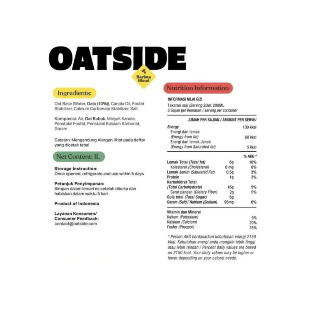 Oatside - Barista Blend Oat Milk 1L - Everyday Vegan Grocer
