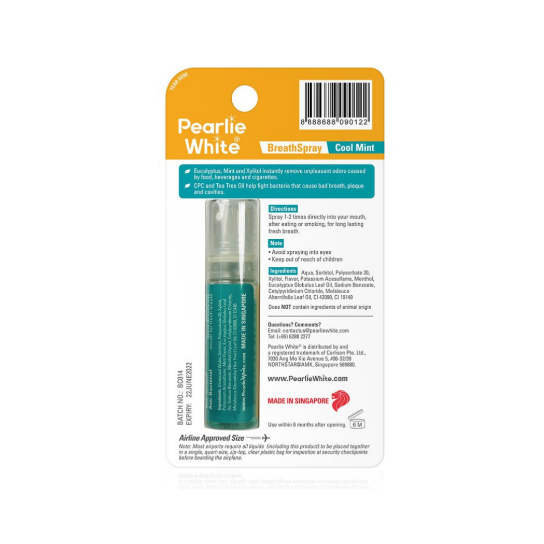 Pearlie White - Coolmint Breath Sprays Alcohol-free, 8.5ML - Everyday Vegan Grocer