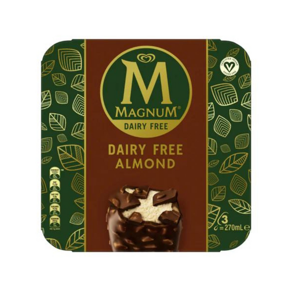 Magnum - Dairy Free Almond Multipack Ice Cream (3 x 90ml bars) - Everyday Vegan Grocer