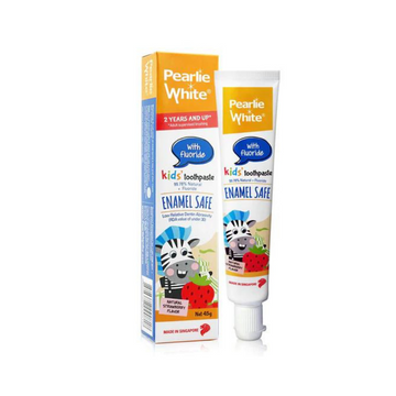 Pearlie White - All Natural Enamel Safe Kids’ Strawberry Toothpaste (Contains Fluoride) 45g