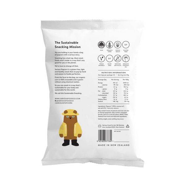 Serious Food Popcorn - Sea Salt, 70g - Everyday Vegan Grocer