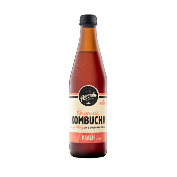 Remedy - Organic Kombucha Peach 330ml - Everyday Vegan Grocer