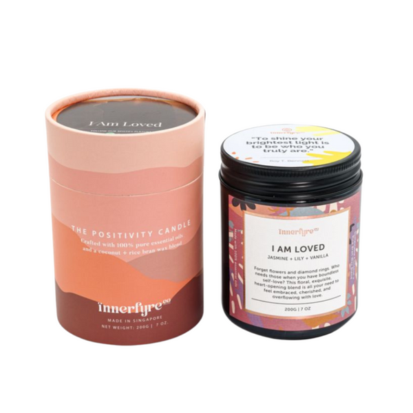 Innerfyre Co - I AM LOVED Candle: Jasmine, Lily, Vanilla, 200g - Everyday Vegan Grocer