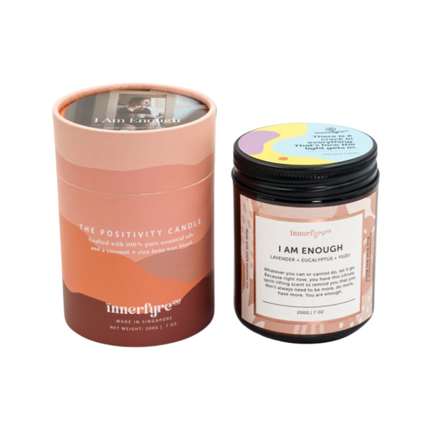 Innerfyre Co - I AM ENOUGH Candle: Lavender, Eucalyptus, Yuzu, 200g - Everyday Vegan Grocer