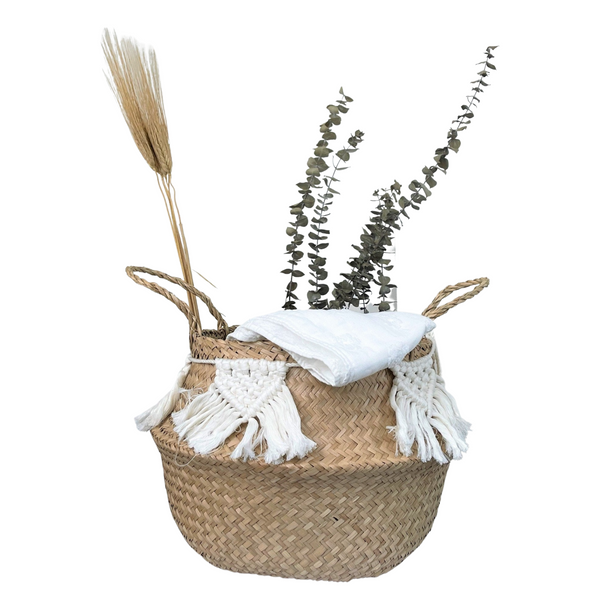 Stitches and Tweed - Basise Boho Seagrass basket - Everyday Vegan Grocer
