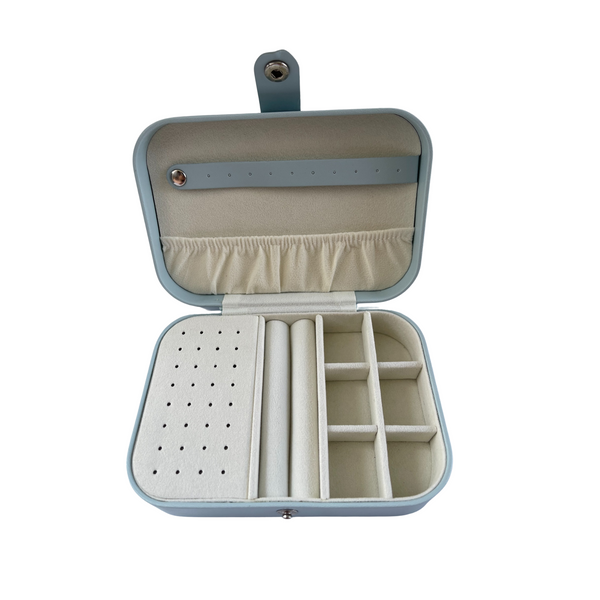 Stitches and Tweed - Trixie Travel Jewellery Box - Powder Blue - Everyday Vegan Grocer